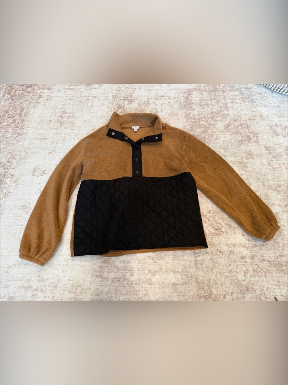 J. Crew Two-Tone Teddy Pullover Jacket in Camel and Black